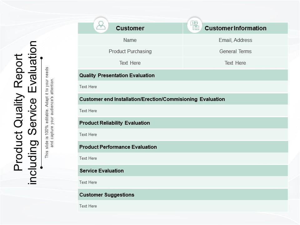 Product Quality Report Including Service Evaluation PowerPoint