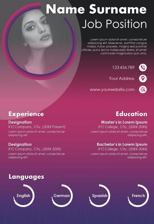 Professional curriculum vitae with personal details Slide01