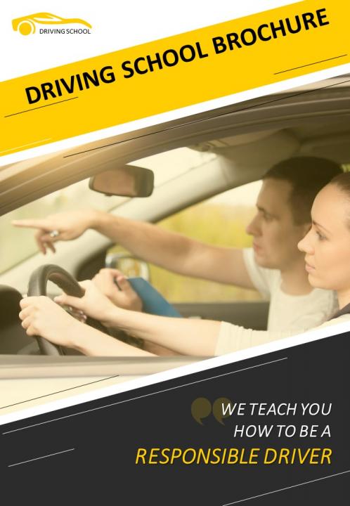 Professional driving school four page brochure template Slide01