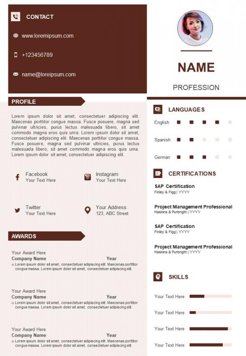 Professional personal summary cv resume powerpoint template Slide01