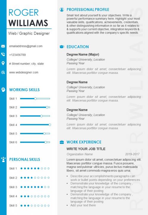 Professional sample resume of web graphic designer Slide01