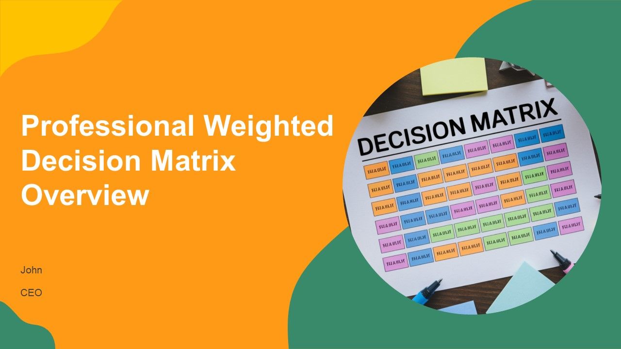 Professional Weighted Decision Matrix Overview PPT Outline AT
