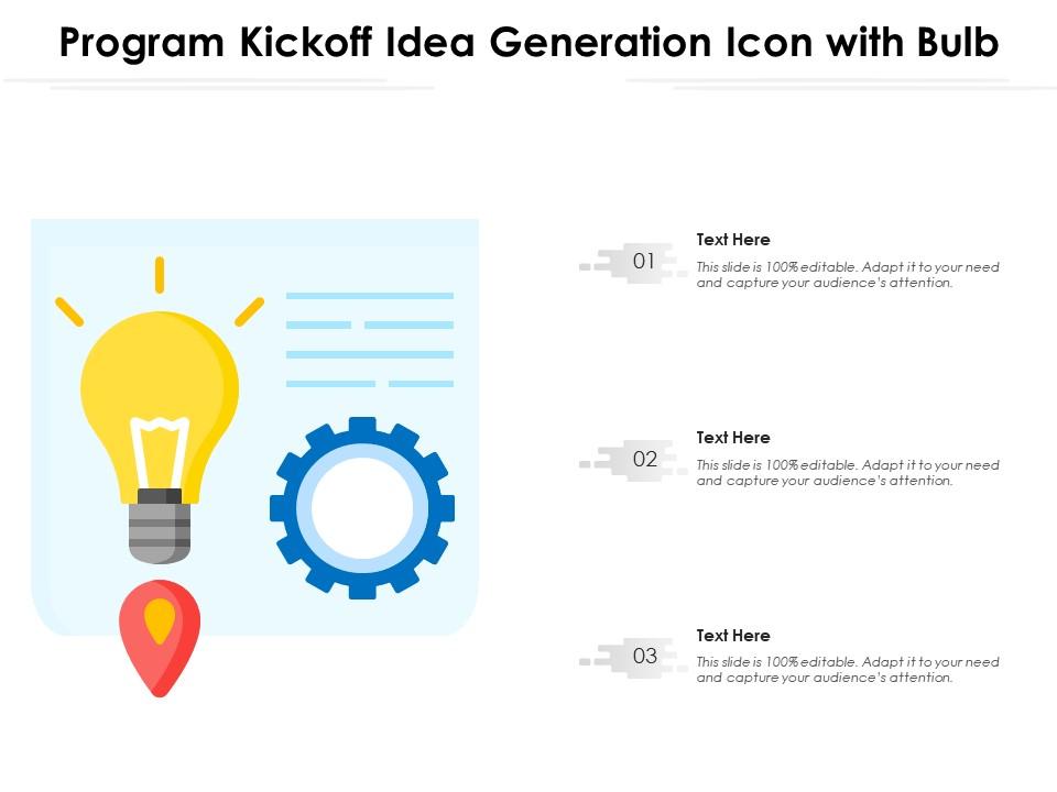 Program kickoff idea generation icon with bulb
