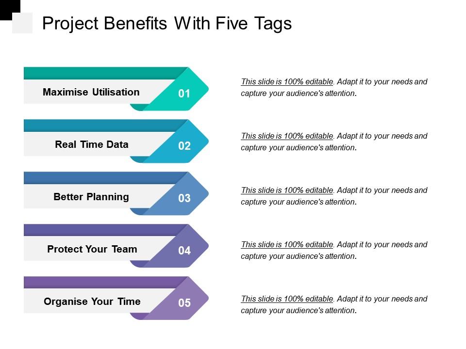 Project benefits with five tags Slide00