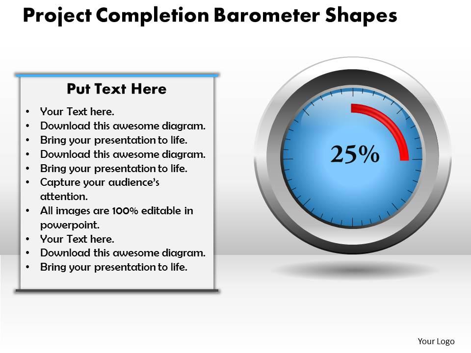 Project Completion Barometer PowerPoint Template PowerPoint Slide Images PPT Design
