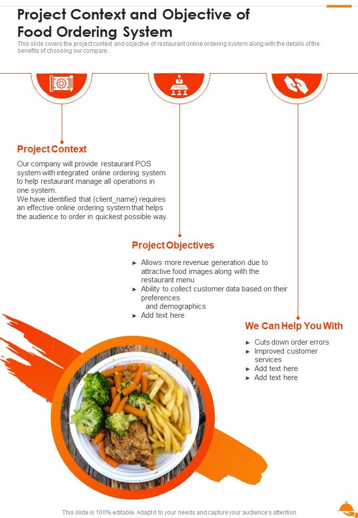 Project Context And Objective Of Food Ordering System One Pager Sample