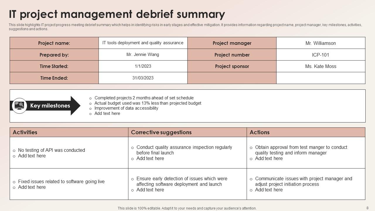 Project Debrief Powerpoint Ppt Template Bundles PPT Template