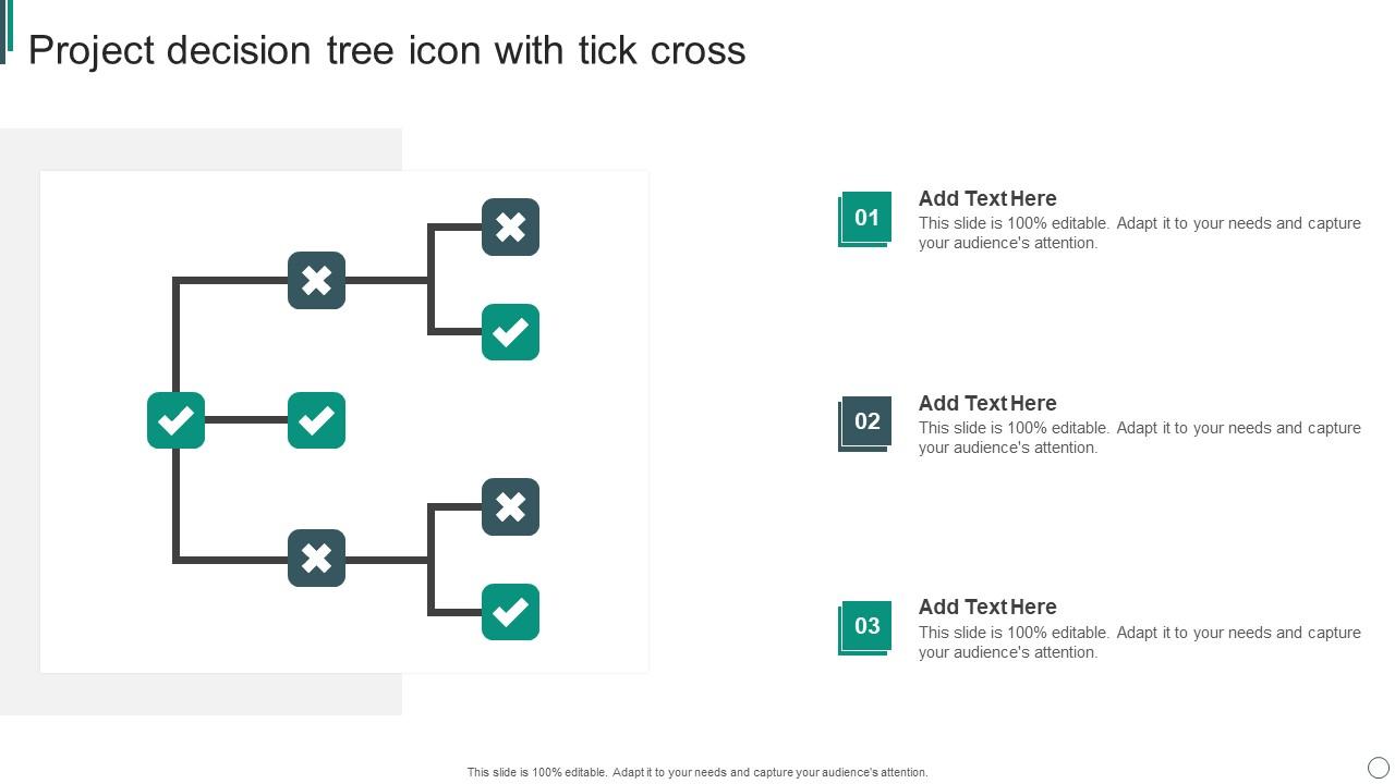 Project Decision Tree Icon With Tick Cross PPT PowerPoint