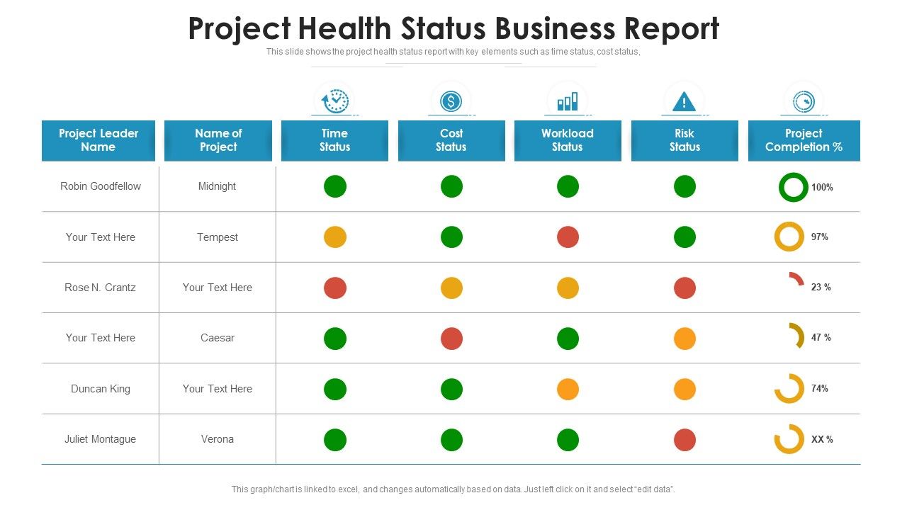 Project health status business report Slide01