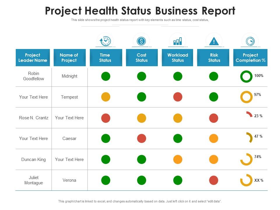 Project health status business report Slide00