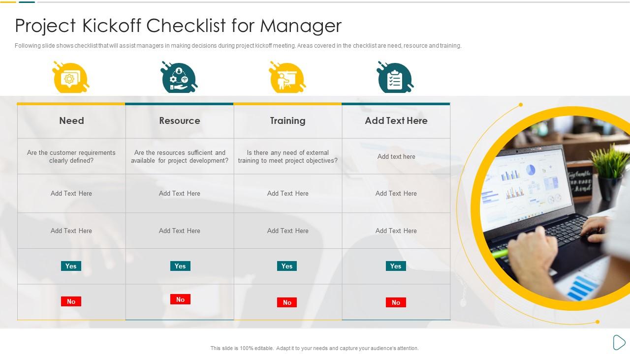 Project Kickoff Checklist for Manager App developer playbook