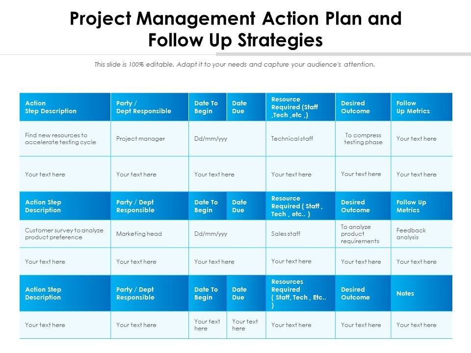 Project management action plan and follow up strategies Slide01