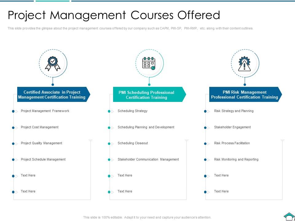 Project Management Courses Offered PMP Certification Courses IT Presentation Graphics
