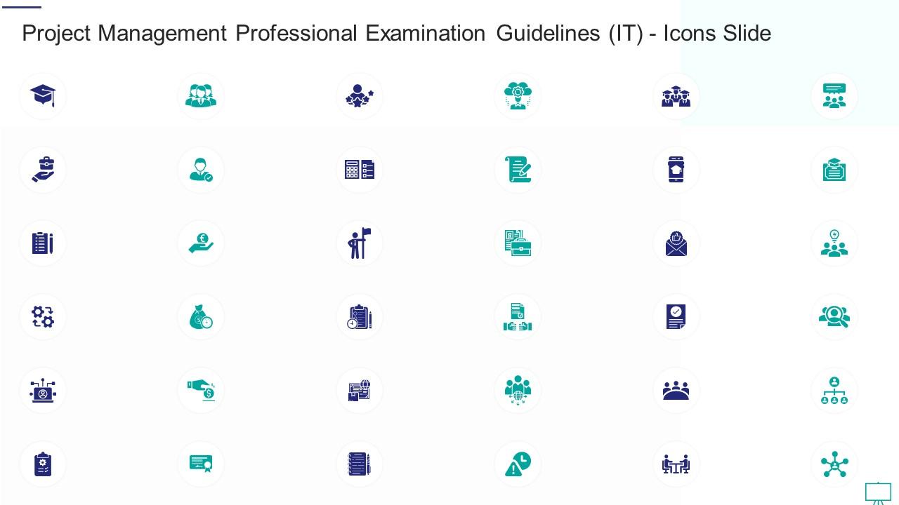 Project Management Professional Examination Guidelines It Icons Slide Ppt Mockup Slide01