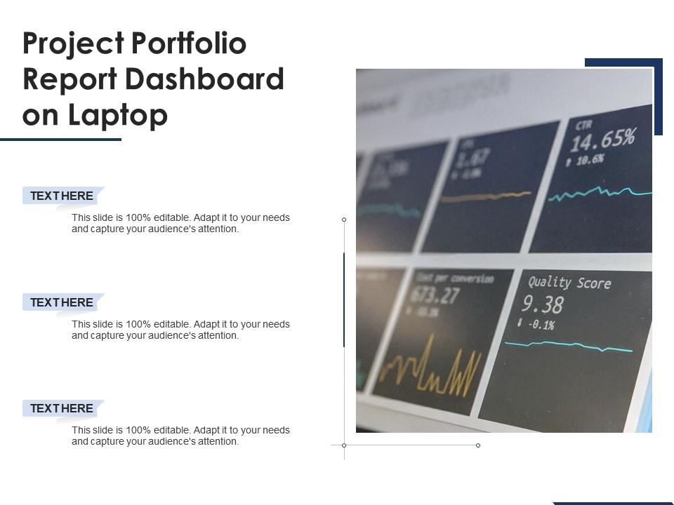Project portfolio report dashboard snapshot on laptop Slide01