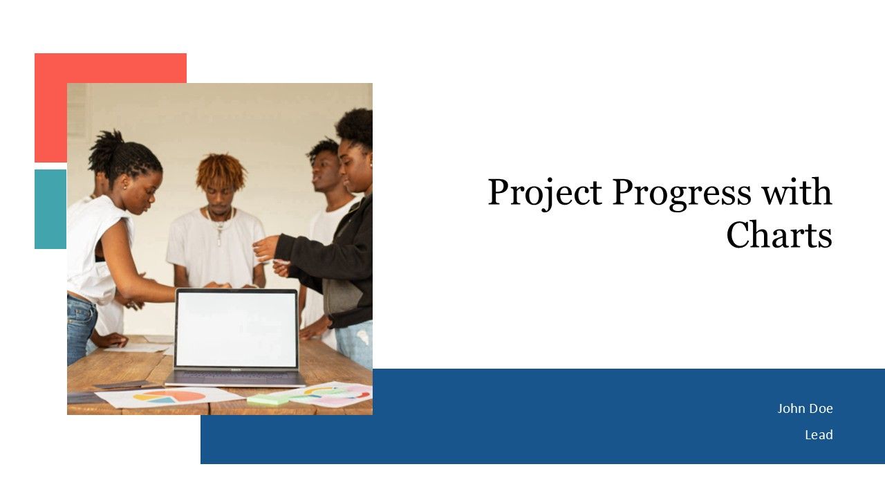 Project Progress With Charts PPT Mockup AT