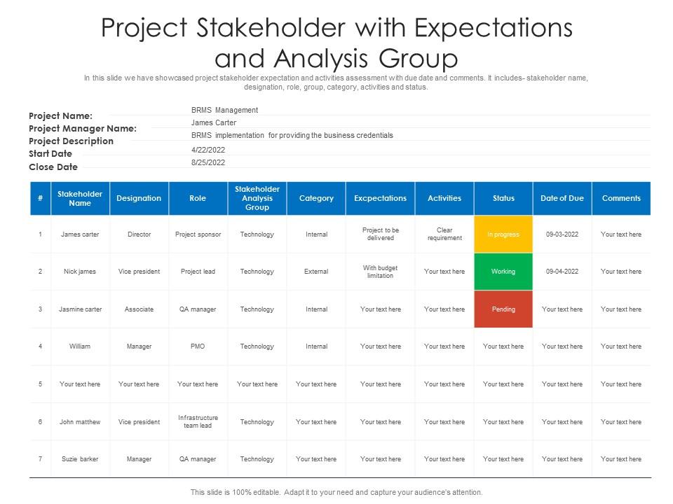 Project stakeholder with expectations and analysis group Slide00