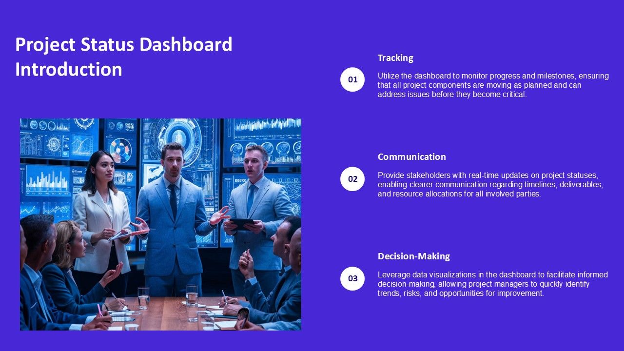 Project Status Dashboard Overview PPT Slides AT