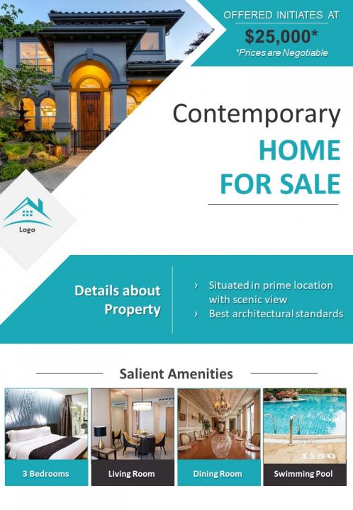 Property for sale two page brochure flyer template Slide01