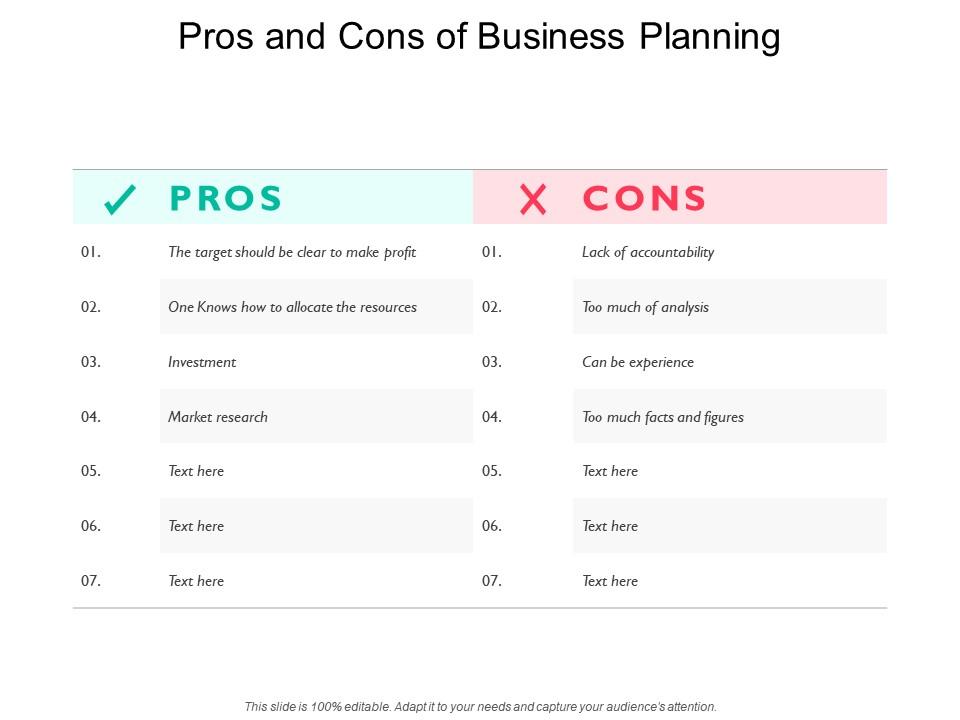 disadvantages of no business plan