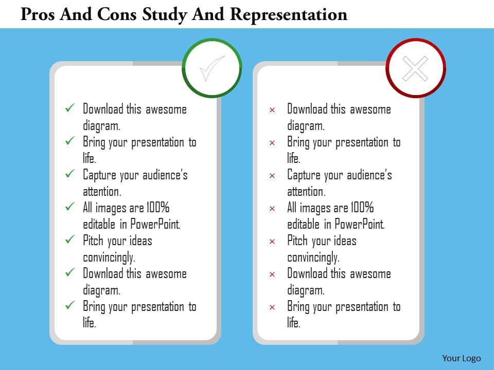 Pros And Cons Study And Representation Flat Powerpoint Design