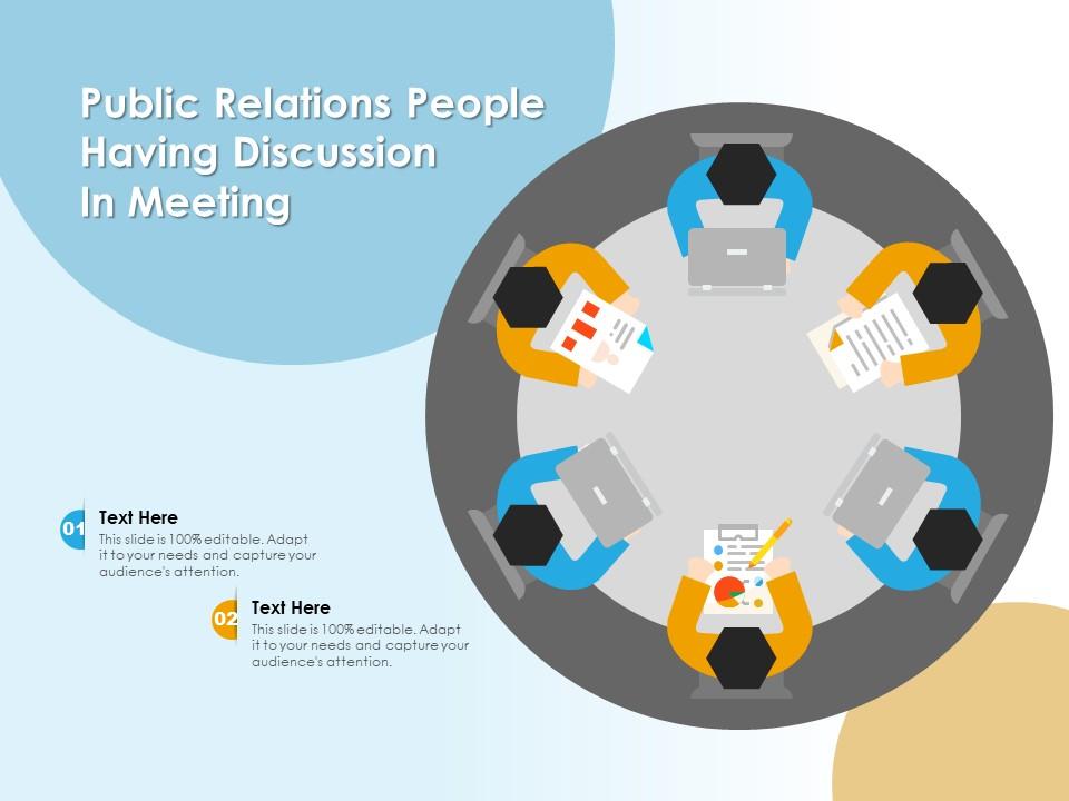 Public relations people having discussion in meeting Slide00