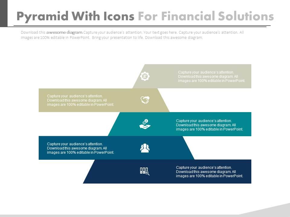 Pyramid with icons for financial solutions powerpoint slides ...