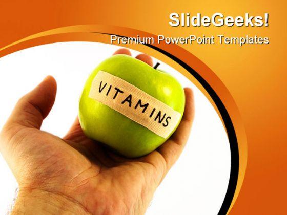 Apple With Vitamins Health PowerPoint Templates And PowerPoint Backgrounds 0211  Presentation Themes and Graphics Slide01