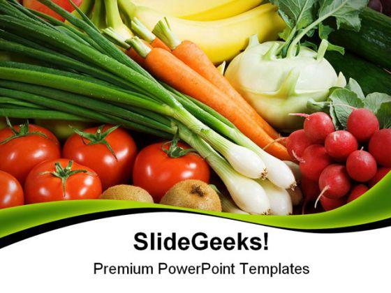 Assortment of fresh vegetables food powerpoint templates and powerpoint backgrounds 0311 Slide01