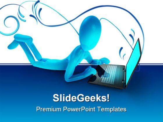 Blue Man With Laptop Computer PowerPoint Templates And PowerPoint  Backgrounds 0211 | Templates PowerPoint Slides | PPT Presentation  Backgrounds | Backgrounds Presentation Themes