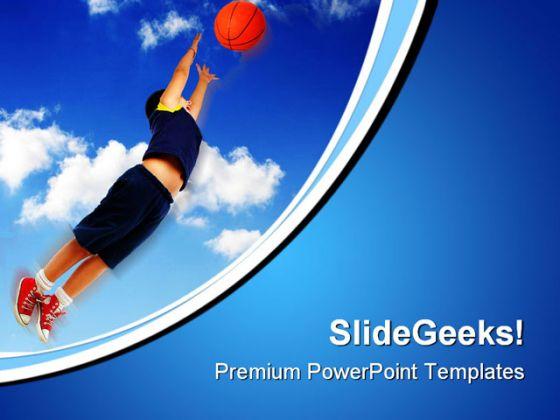Boy playing basketball sports powerpoint templates and powerpoint backgrounds 0711 Slide01