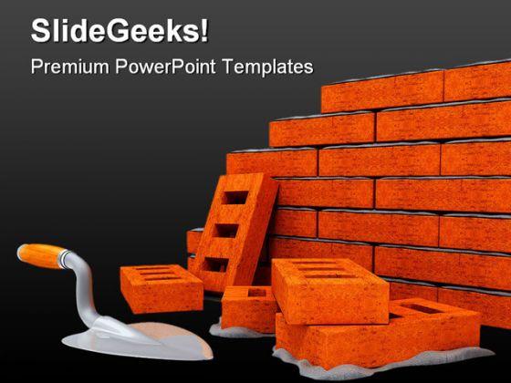 Brick wall construction powerpoint templates and powerpoint backgrounds 0311 Slide01