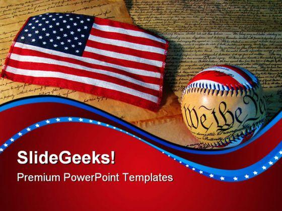Constitution Baseball And Flag Americana PowerPoint Templates And PowerPoint Backgrounds 0611  Presentation Themes and Graphics Slide01