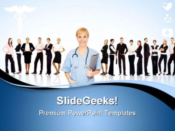 Doctor with team medical powerpoint templates and powerpoint backgrounds 0611 Slide01