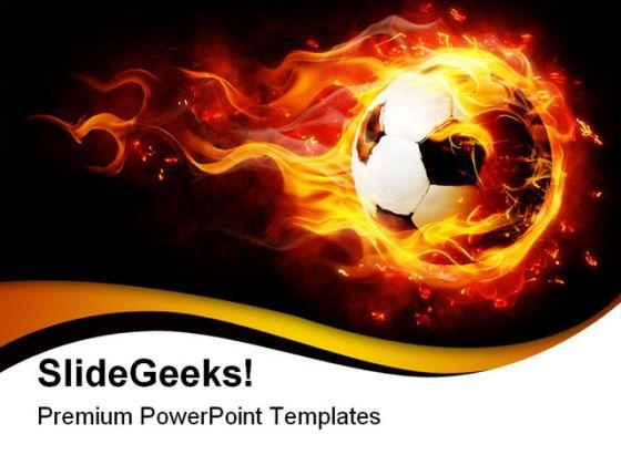 Football With Flames Sports PowerPoint Templates And PowerPoint Backgrounds 0411  Presentation Themes and Graphics Slide01