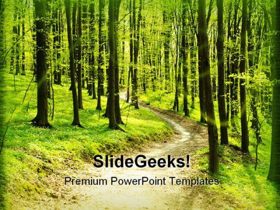 Forest pathway geographical powerpoint templates and powerpoint backgrounds 0411 Slide01
