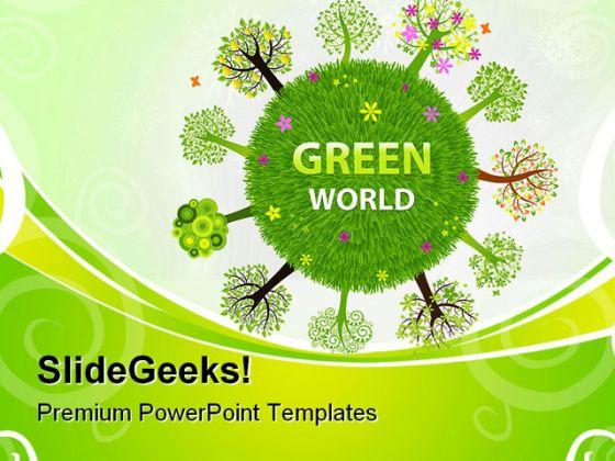 Green World Globe PowerPoint Templates And PowerPoint Backgrounds 0411  Presentation Themes and Graphics Slide01