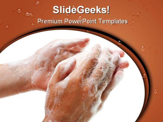 Hand wash health powerpoint background and template 1210 Slide00