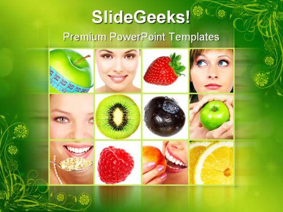 Healthy collage food powerpoint templates and powerpoint backgrounds 0711 Slide01