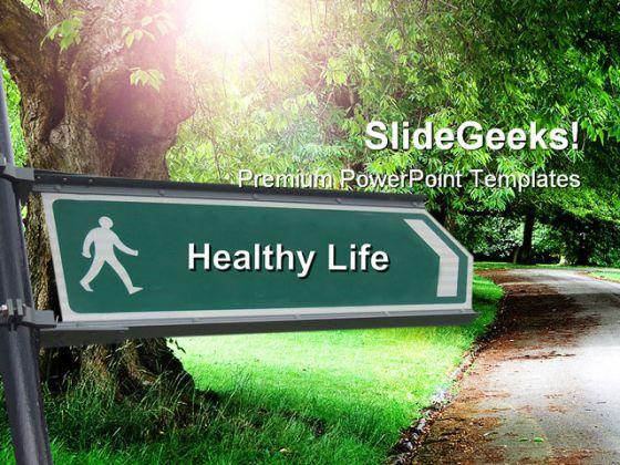 Healthy life signpost nature powerpoint templates and powerpoint backgrounds 0511 Slide01