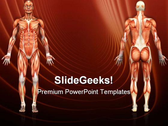 Human anatomy male muscles science powerpoint templates and powerpoint backgrounds 0911 Slide01