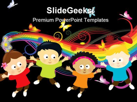 Jumping kids global powerpoint templates and powerpoint backgrounds 0311 Slide00