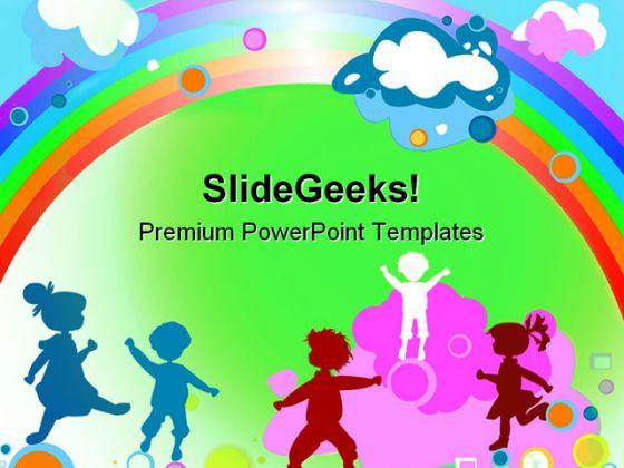 Kids And Rainbow Entertainment PowerPoint Templates And PowerPoint Backgrounds 0511  Presentation Themes and Graphics Slide01