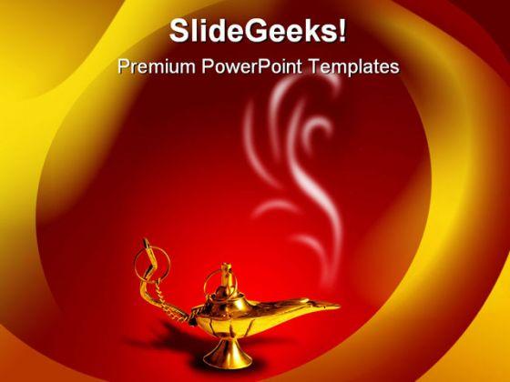 Magic Lamp Metaphor PowerPoint Background And Template 1210  Presentation Themes and Graphics Slide01