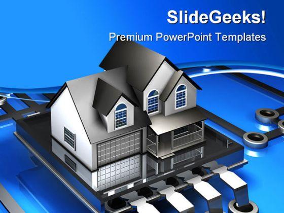 Microchip and house realestate powerpoint templates and powerpoint backgrounds 0311 Slide01