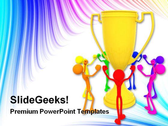 People Dancing Around Trophy Success PowerPoint Templates And PowerPoint  Backgrounds 0311 | PowerPoint Templates Designs | PPT Slide Examples |  Presentation Outline