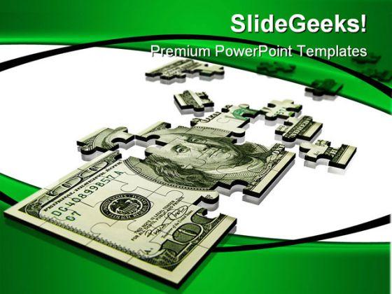 Puzzle Dollar Money PowerPoint Background And Template 1210  Presentation Themes and Graphics Slide01