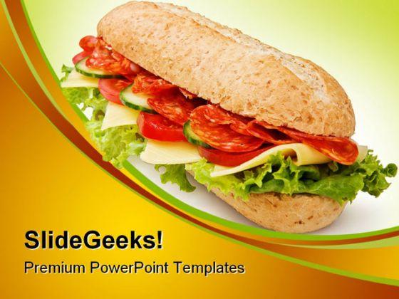 Salami submarine sandwich food powerpoint templates and powerpoint backgrounds 0211 Slide00
