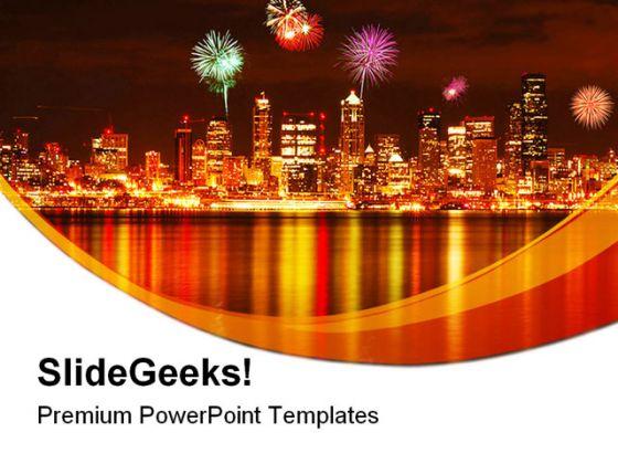 Seattle Fireworks Festival PowerPoint Templates And PowerPoint Backgrounds 0411  Presentation Themes and Graphics Slide01
