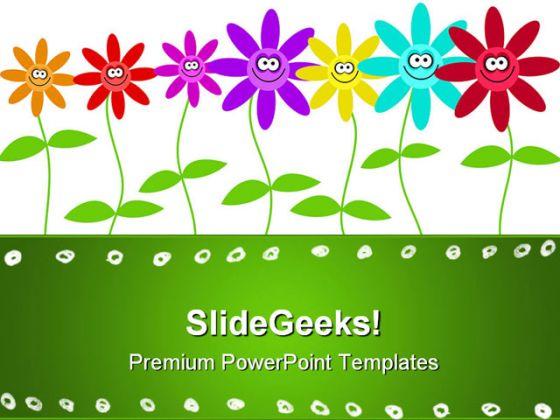 Smiley flowers art powerpoint templates and powerpoint backgrounds 0311 Slide01